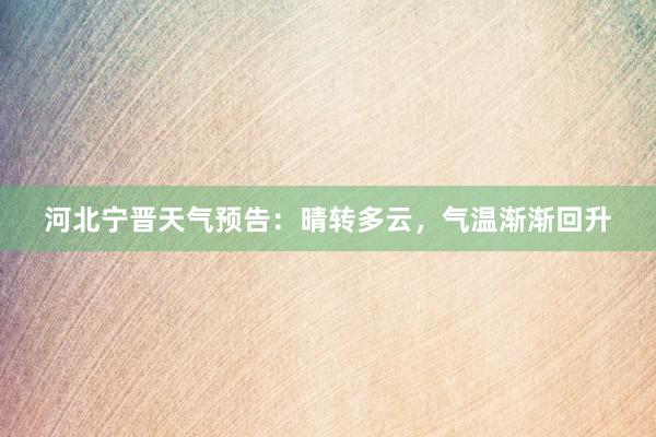 河北宁晋天气预告：晴转多云，气温渐渐回升