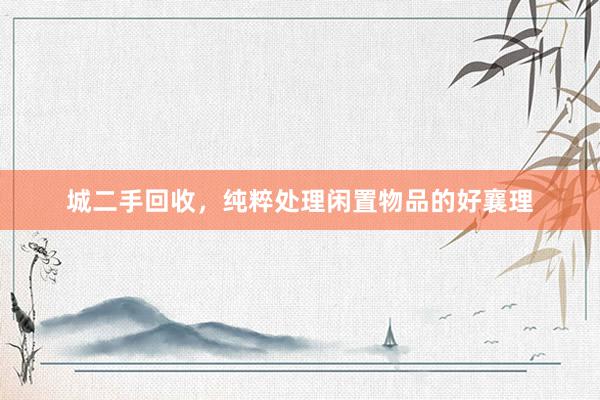 城二手回收，纯粹处理闲置物品的好襄理
